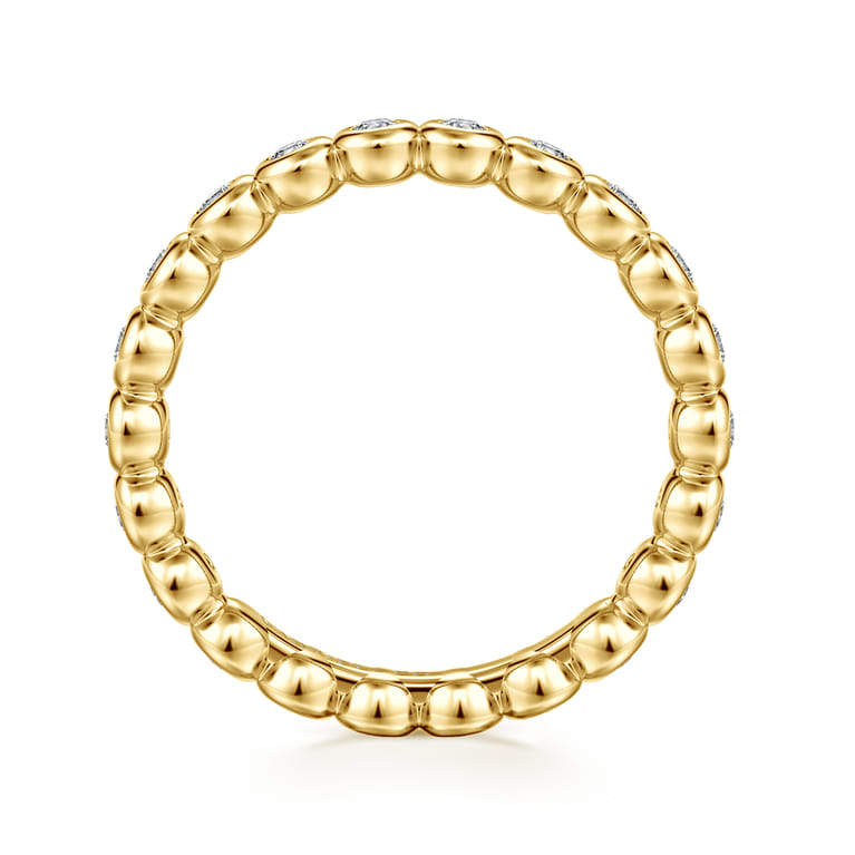 Eternity Band Wedding Ring in 14k Yellow Gold with Round Natural Diamond at Gabriel & Co. - Shot 2