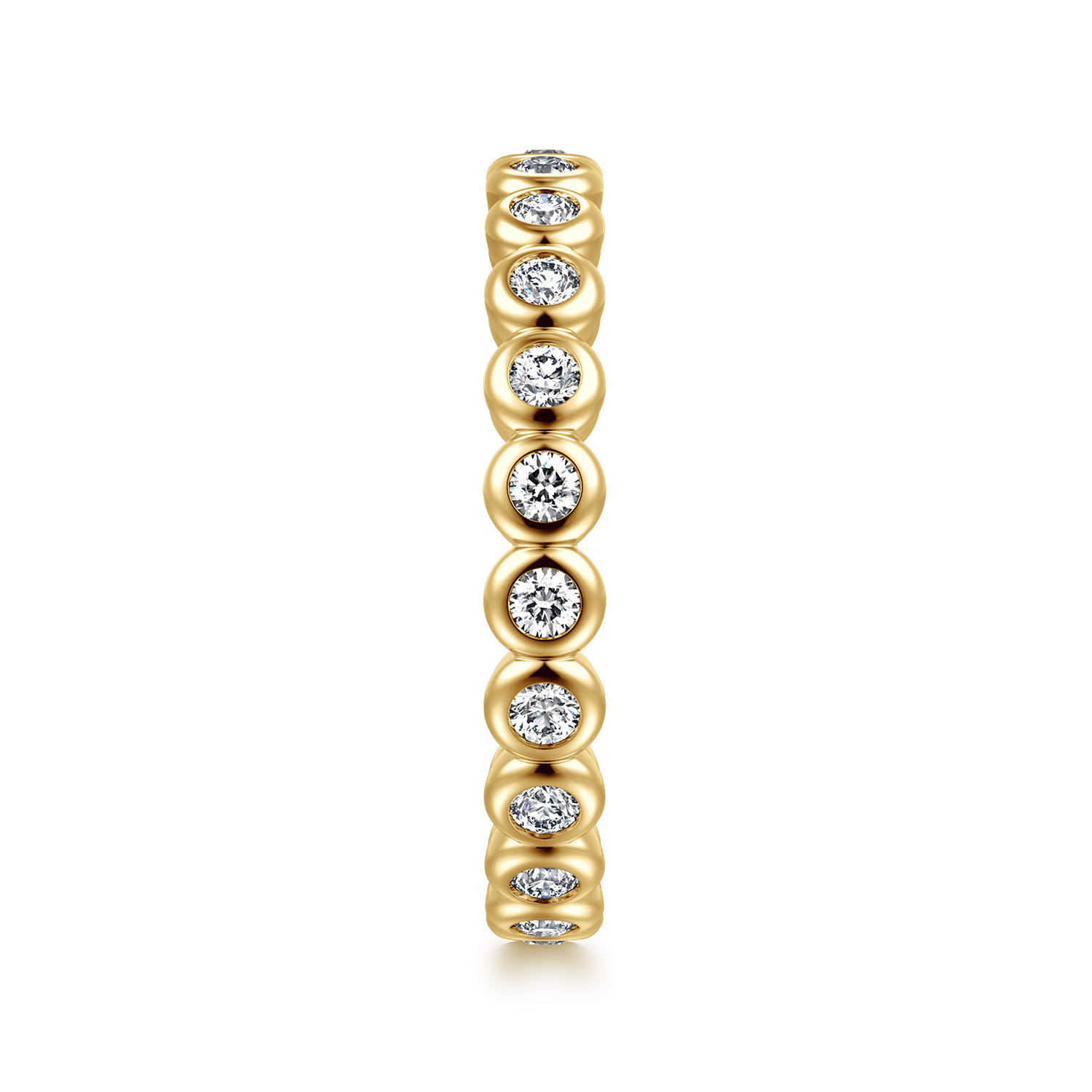 Eternity Band Wedding Ring in 14k Yellow Gold with Round Natural Diamond at Gabriel & Co. - Shot 4