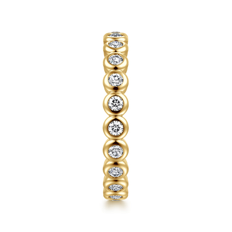 Eternity Band Wedding Ring in 14k Yellow Gold with Round Natural Diamond at Gabriel & Co. - Shot 4