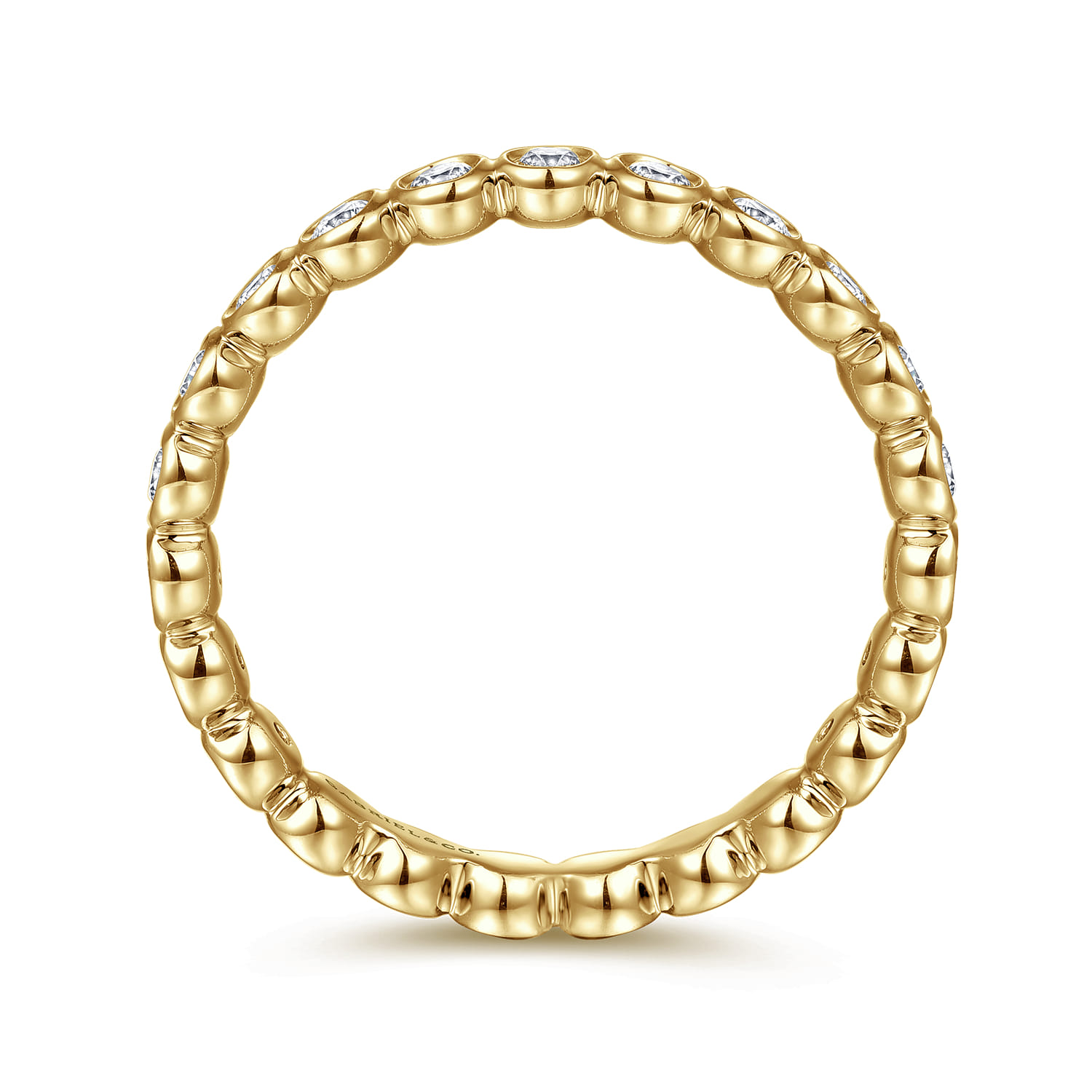 Eternity Band Wedding Ring in 14k Yellow Gold with Round Natural Diamond at Gabriel & Co. - Shot 2