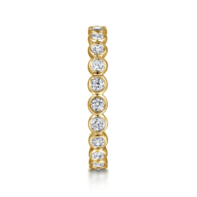 Eternity Band Wedding Ring in 14k Yellow Gold with Round Natural Diamond at Gabriel & Co. - Shot 4