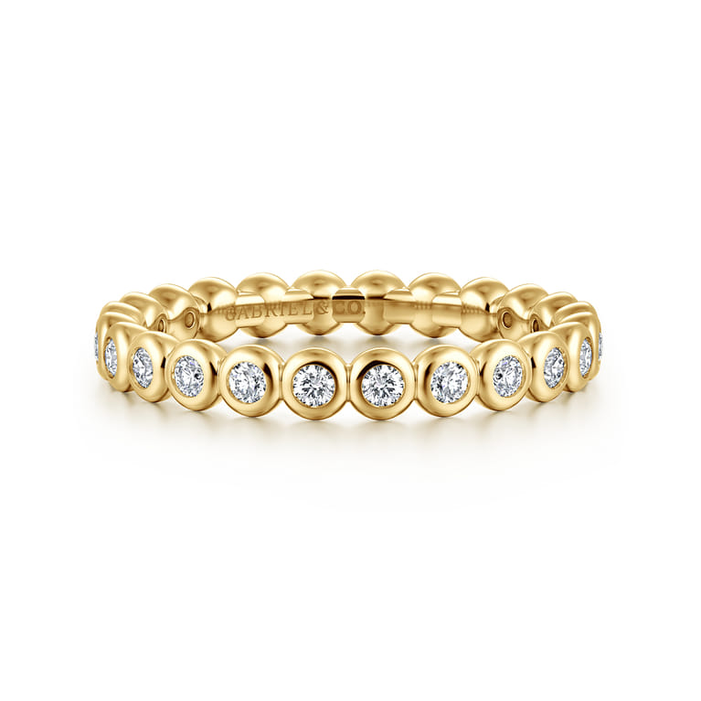 Eternity Band Wedding Ring in 14k Yellow Gold with Round Natural Diamond at Gabriel & Co. - Shot 1