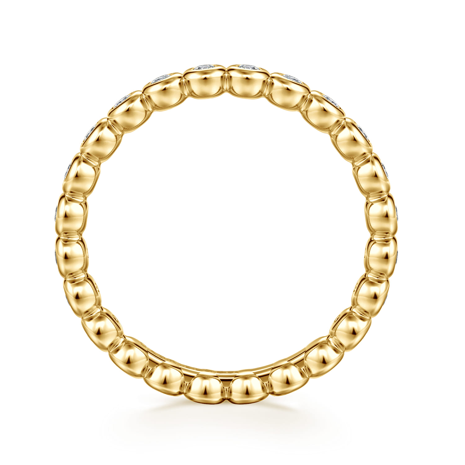 Eternity Band Wedding Ring in 14k Yellow Gold with Round Natural Diamond at Gabriel & Co. - Shot 2