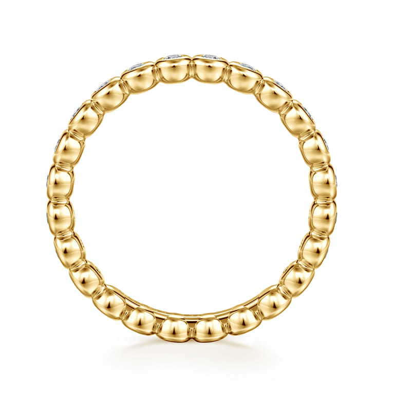Eternity Band Wedding Ring in 14k Yellow Gold with Round Natural Diamond at Gabriel & Co. - Shot 2