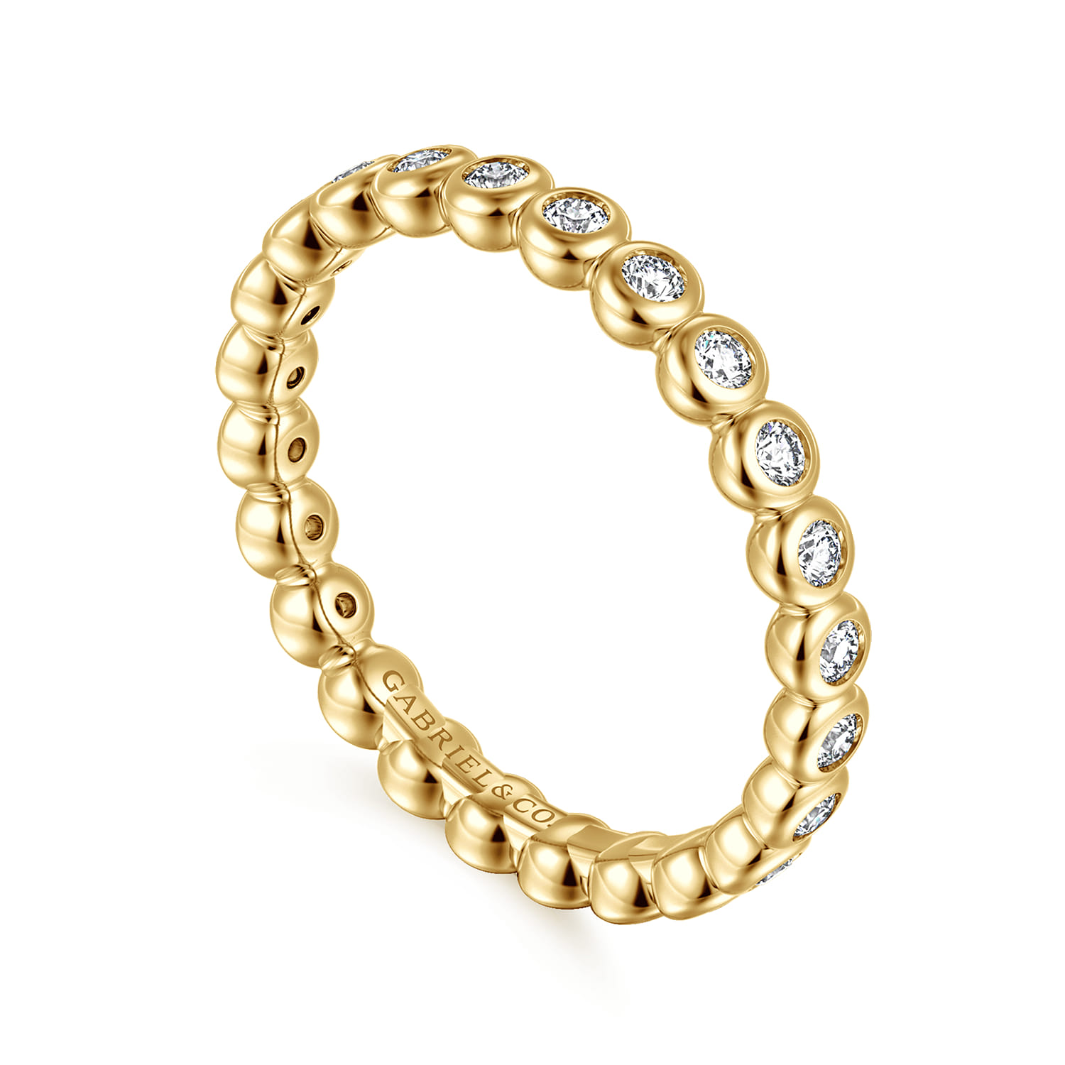 Eternity Band Wedding Ring in 14k Yellow Gold with Round Natural Diamond at Gabriel & Co. - Shot 3