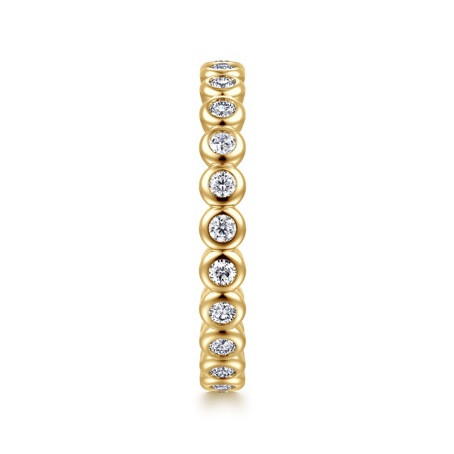 Eternity Band Wedding Ring in 14k Yellow Gold with Round Natural Diamond at Gabriel & Co. - Shot 4