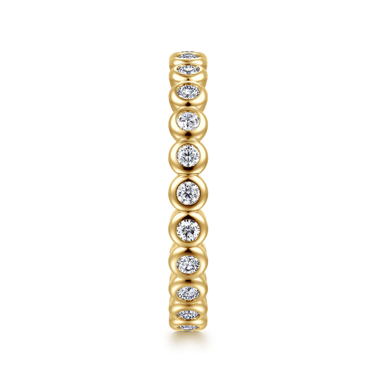 Eternity Band Wedding Ring in 14k Yellow Gold with Round Natural Diamond at Gabriel & Co. - Shot 4