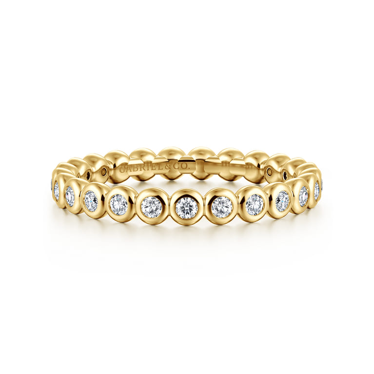 Eternity Band Wedding Ring in 14k Yellow Gold with Round Natural Diamond at Gabriel & Co. - Shot 1