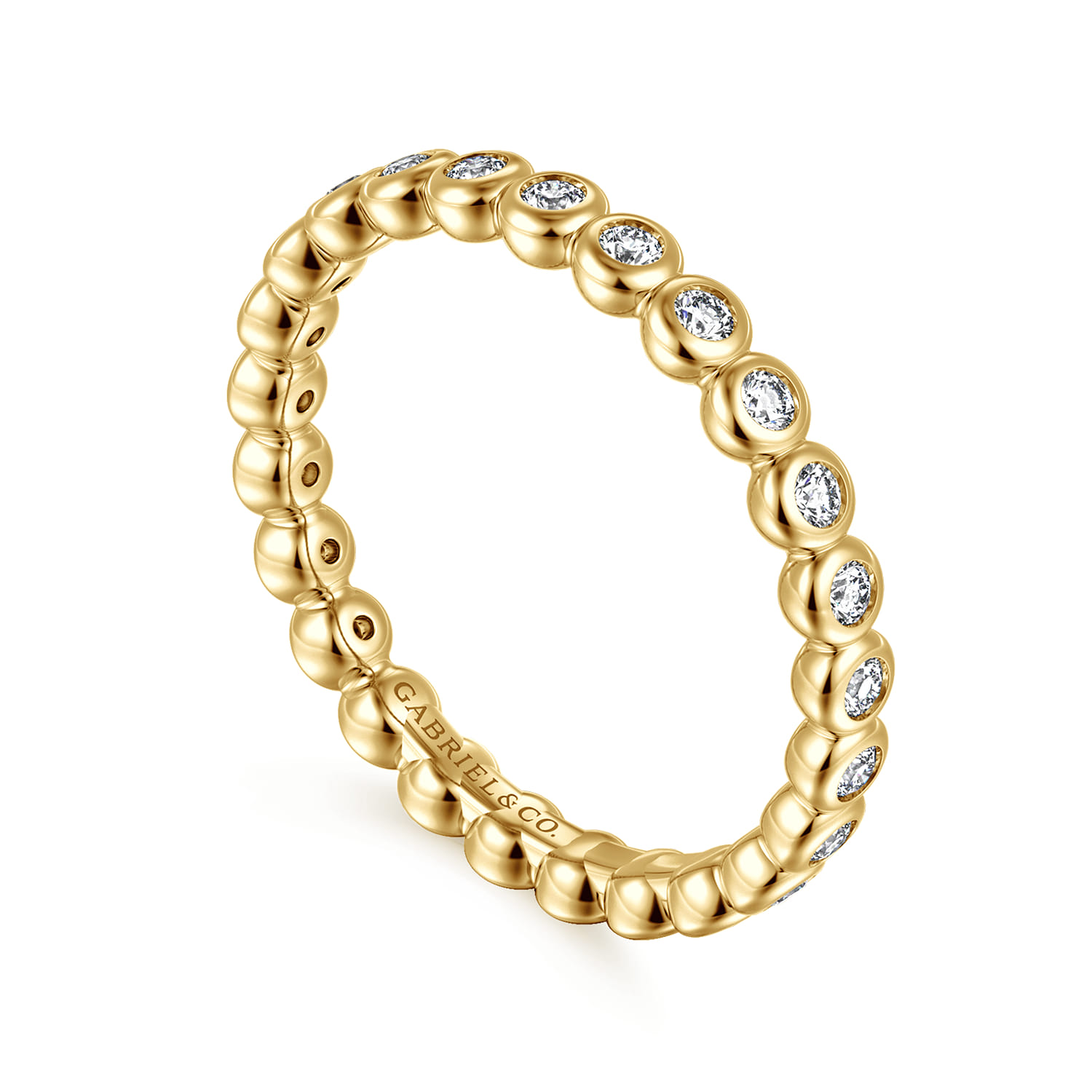 Eternity Band Wedding Ring in 14k Yellow Gold with Round Natural Diamond at Gabriel & Co. - Shot 3