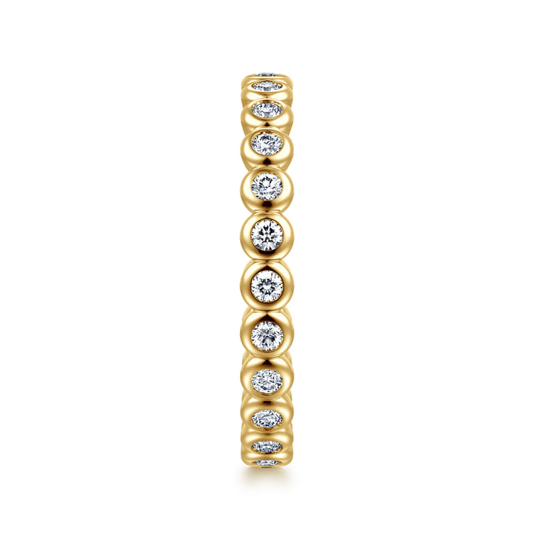 Eternity Band Wedding Ring in 14k Yellow Gold with Round Natural Diamond at Gabriel & Co. - Shot 4