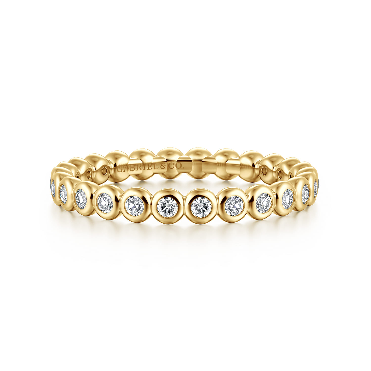 Eternity Band Wedding Ring in 14k Yellow Gold with Round Natural Diamond at Gabriel & Co. - Shot 1