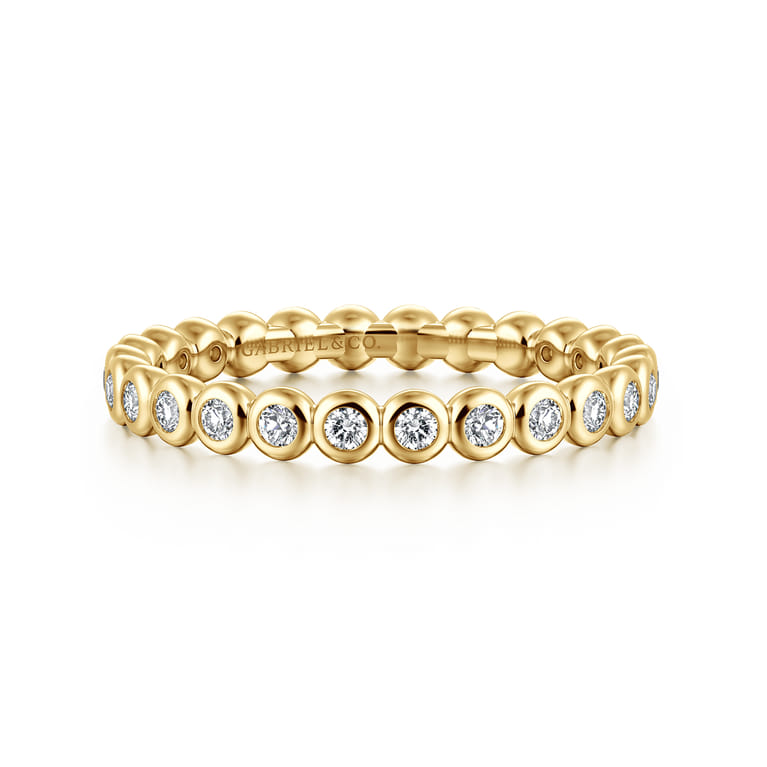Eternity Band Wedding Ring in 14k Yellow Gold with Round Natural Diamond at Gabriel & Co. - Shot 1