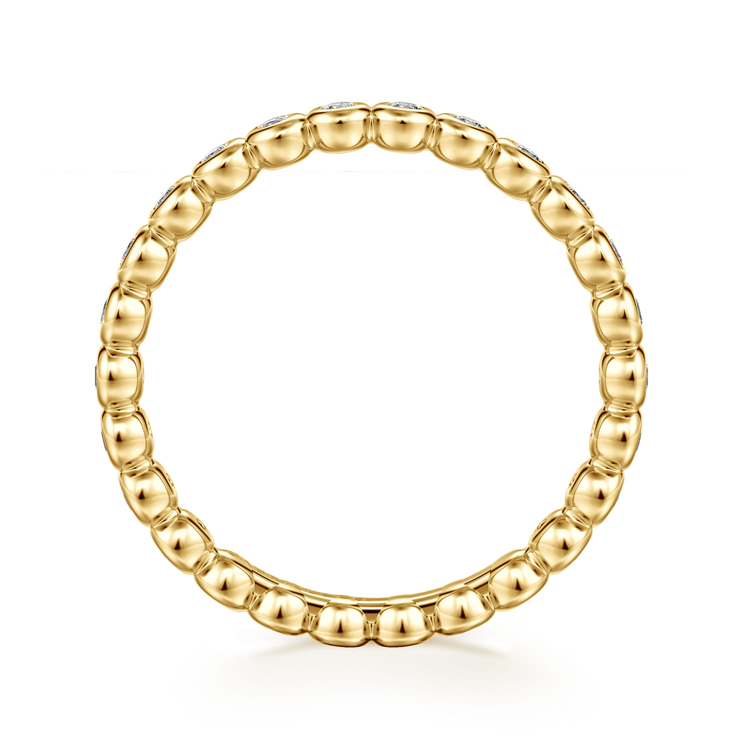 Eternity Band Wedding Ring in 14k Yellow Gold with Round Natural Diamond at Gabriel & Co. - Shot 2