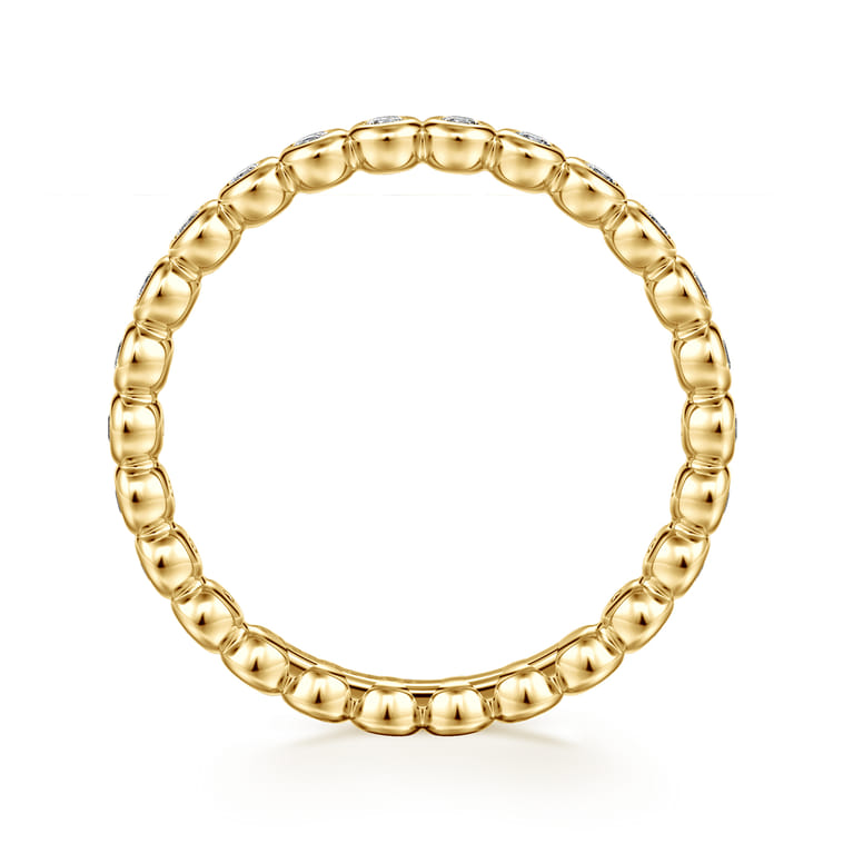 Eternity Band Wedding Ring in 14k Yellow Gold with Round Natural Diamond at Gabriel & Co. - Shot 2