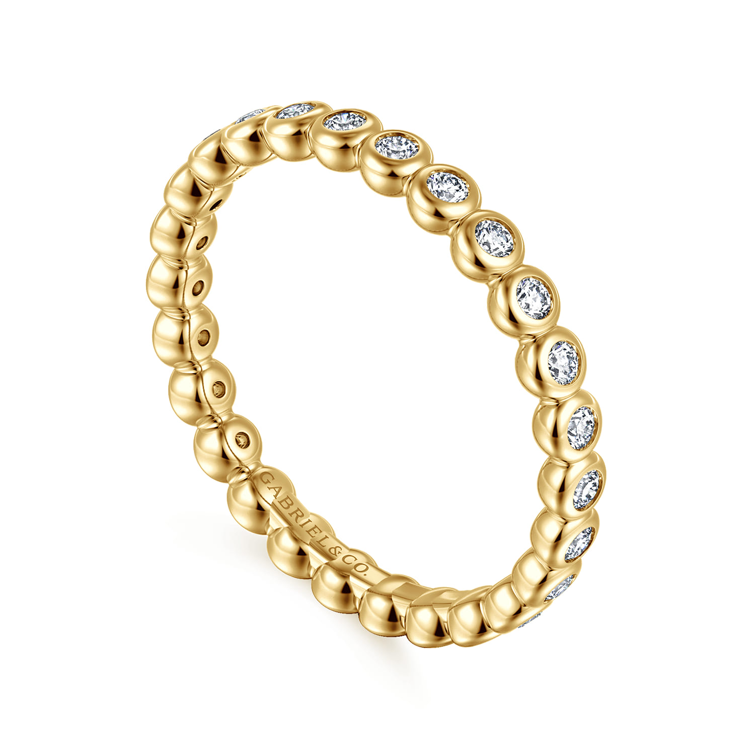 Eternity Band Wedding Ring in 14k Yellow Gold with Round Natural Diamond at Gabriel & Co. - Shot 3