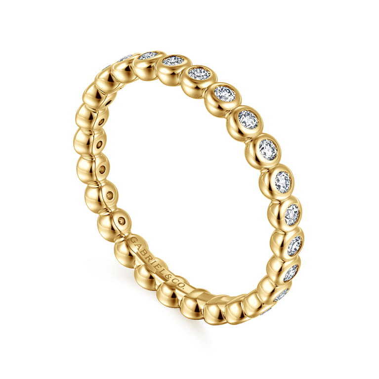 Eternity Band Wedding Ring in 14k Yellow Gold with Round Natural Diamond at Gabriel & Co. - Shot 3