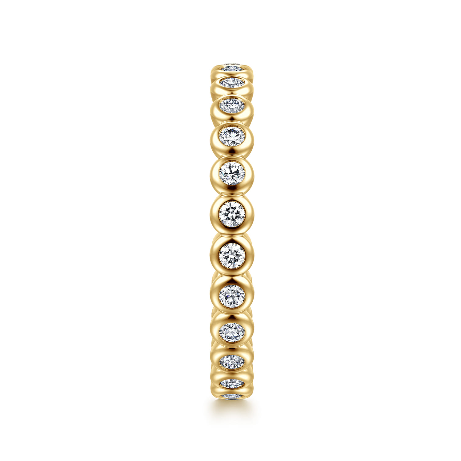 Eternity Band Wedding Ring in 14k Yellow Gold with Round Natural Diamond at Gabriel & Co. - Shot 4