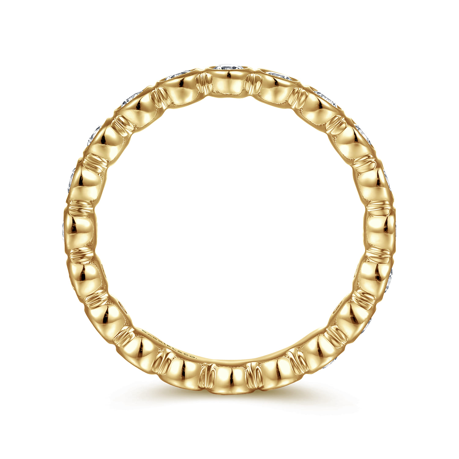 Eternity Band Wedding Ring in 14k Yellow Gold with Round Natural Diamond at Gabriel & Co. - Shot 2