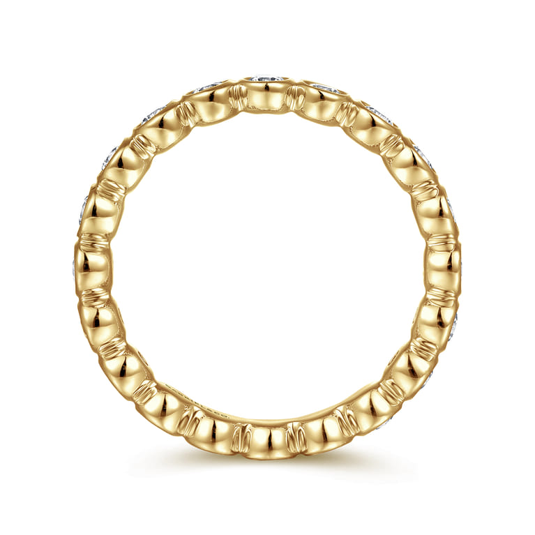 Eternity Band Wedding Ring in 14k Yellow Gold with Round Natural Diamond at Gabriel & Co. - Shot 2
