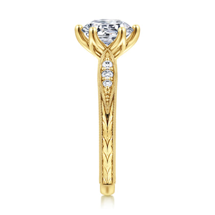 Genevieve - Vintage Inspired 14K Yellow Gold Round Diamond Engagement Ring