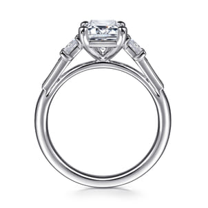 Genna - 14K White Gold Emerald Cut Three Stone Diamond Engagement Ring