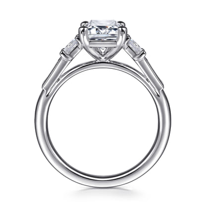 Genna - 14K White Gold Emerald Cut Three Stone Diamond Engagement Ring