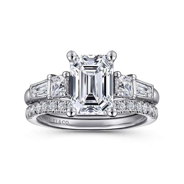 14K White Gold Emerald Cut Three Stone Diamond Engagement Ring @ $4500 ...