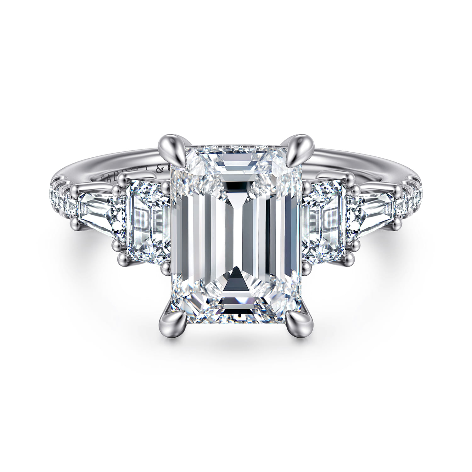 Genni - 14K White Gold Emerald Cut Diamond Engagement Ring