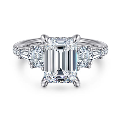 Genni - 14K White Gold Emerald Cut Diamond Engagement Ring