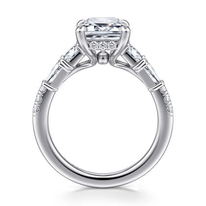 Genni - 14K White Gold Emerald Cut Diamond Engagement Ring