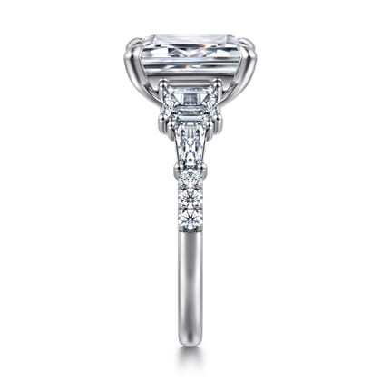 Genni - 14K White Gold Emerald Cut Diamond Engagement Ring