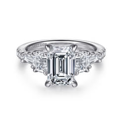 14K White Gold Emerald Cut Diamond Engagement Ring