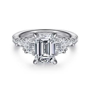 Genni - 14K White Gold Emerald Cut Diamond Engagement Ring