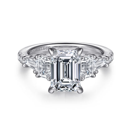 Genni - 14K White Gold Emerald Cut Diamond Engagement Ring
