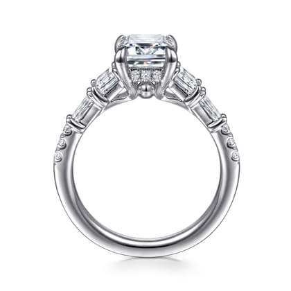 Genni - 14K White Gold Emerald Cut Diamond Engagement Ring