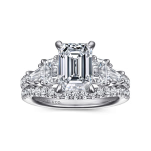 Genni - 14K White Gold Emerald Cut Diamond Engagement Ring