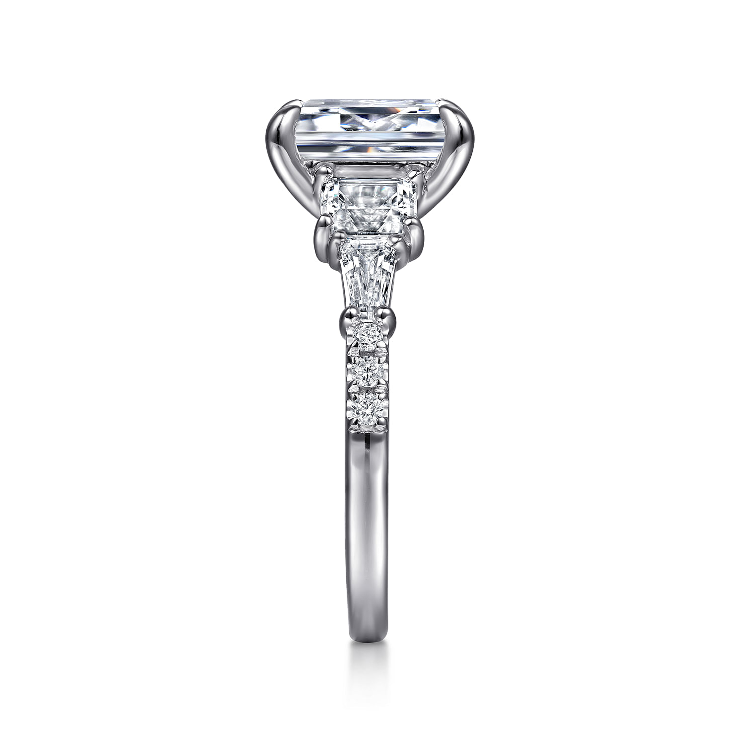 Genni - 14K White Gold Emerald Cut Diamond Engagement Ring