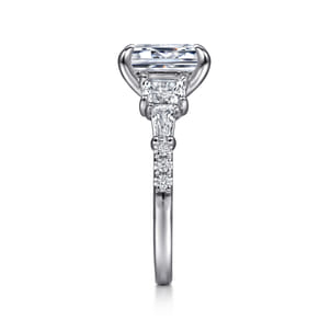 Genni - 14K White Gold Emerald Cut Diamond Engagement Ring