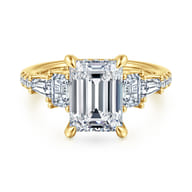 Genni - 14K Yellow Gold Emerald Cut Diamond Engagement Ring