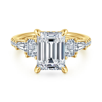 Genni - 14K Yellow Gold Emerald Cut Diamond Engagement Ring