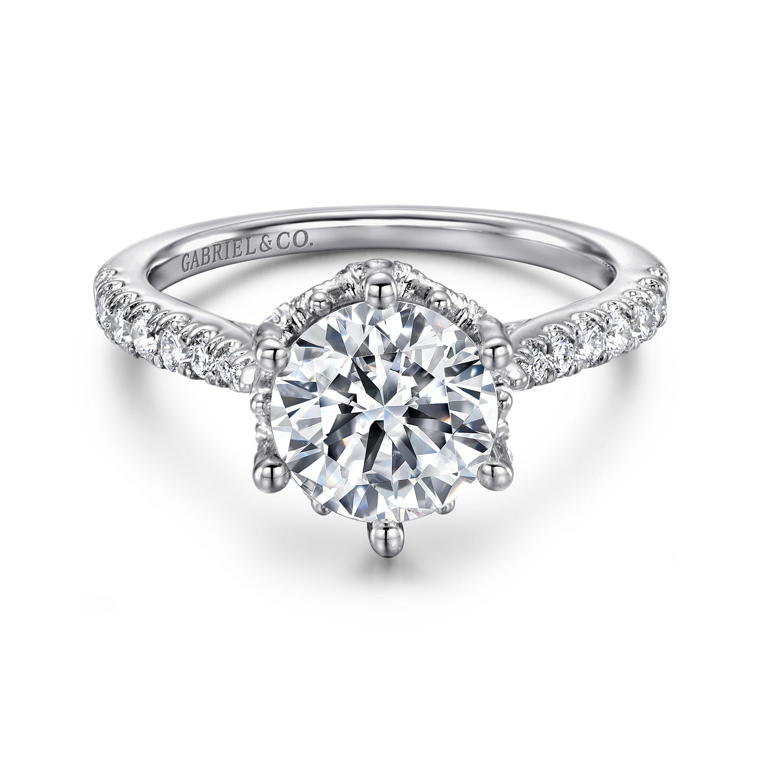 Genoa - 14K White Gold Round Diamond Engagement Ring