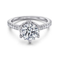 Genoa - 14K White Gold Round Diamond Engagement Ring