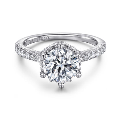 Genoa - 14K White Gold Round Diamond Engagement Ring