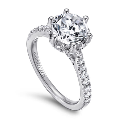 Genoa - 14K White Gold Round Diamond Engagement Ring