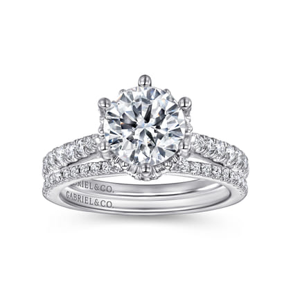 Genoa - 14K White Gold Round Diamond Engagement Ring