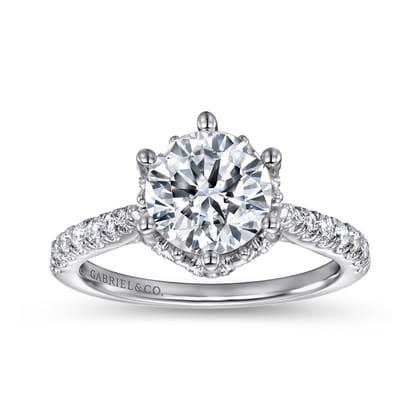 Genoa - 14K White Gold Round Diamond Engagement Ring