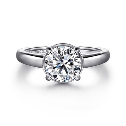 Geo - 14K White Gold Round Diamond Engagement Ring