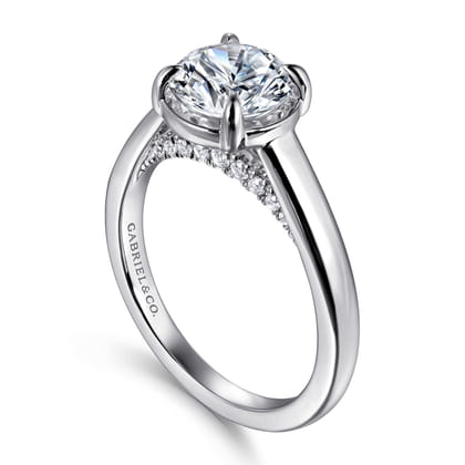 Geo - 14K White Gold Round Diamond Engagement Ring