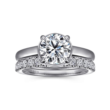 Geo - 14K White Gold Round Diamond Engagement Ring