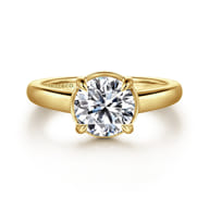 Geo - 14K Yellow Gold Bezel Prong Round Diamond Engagement Ring